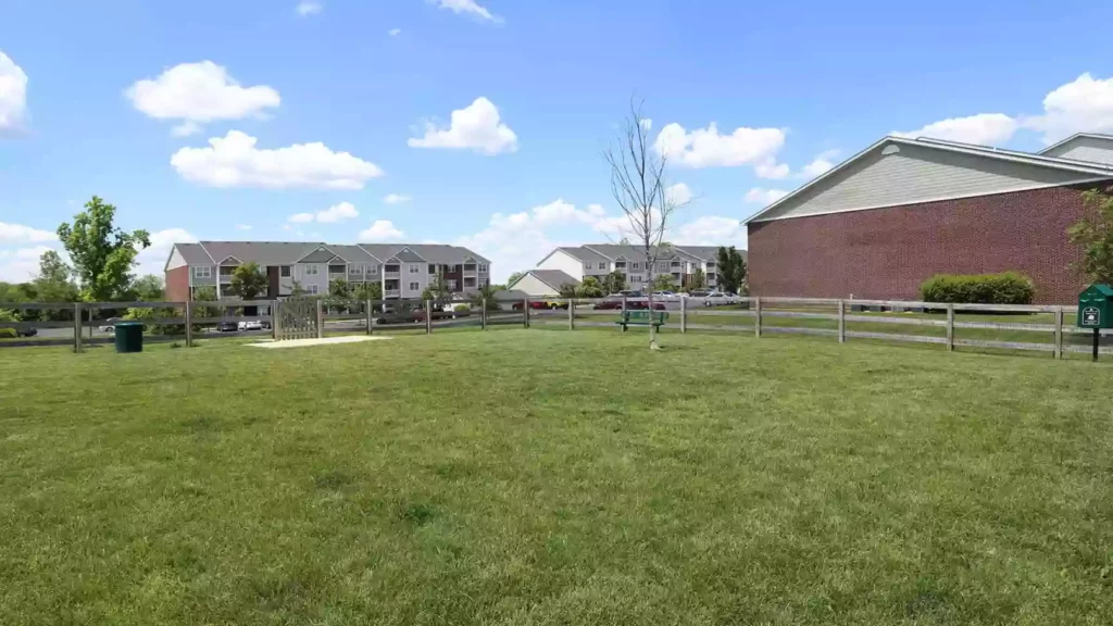 Large, fenced dog park at Brinley Place.