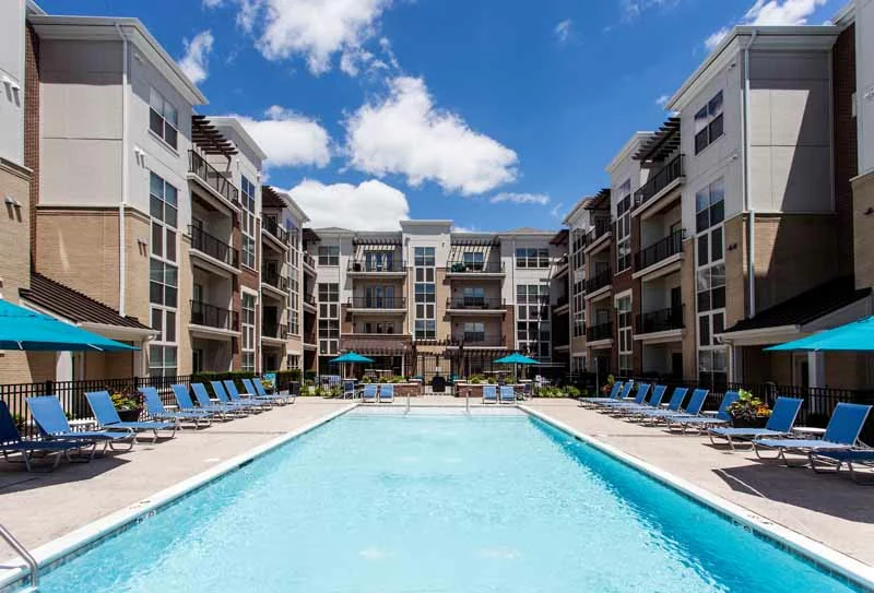 Outdoor, luxury pool and lounge area at 49Hundred.