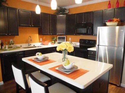 Spacious, modern kitchen with island at Kendal on Taylorsville.