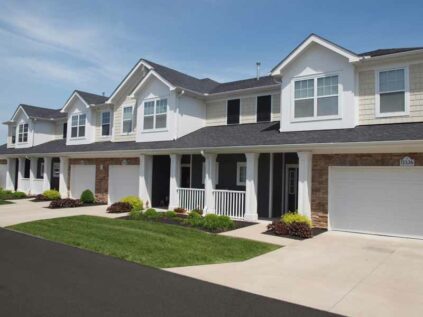 Townhomes with front porches and personal garages at Kendal on Taylorsville.