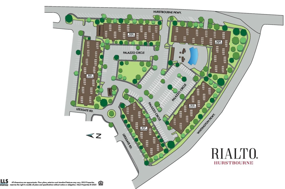 Rialto Hurstbourne apartment complex map