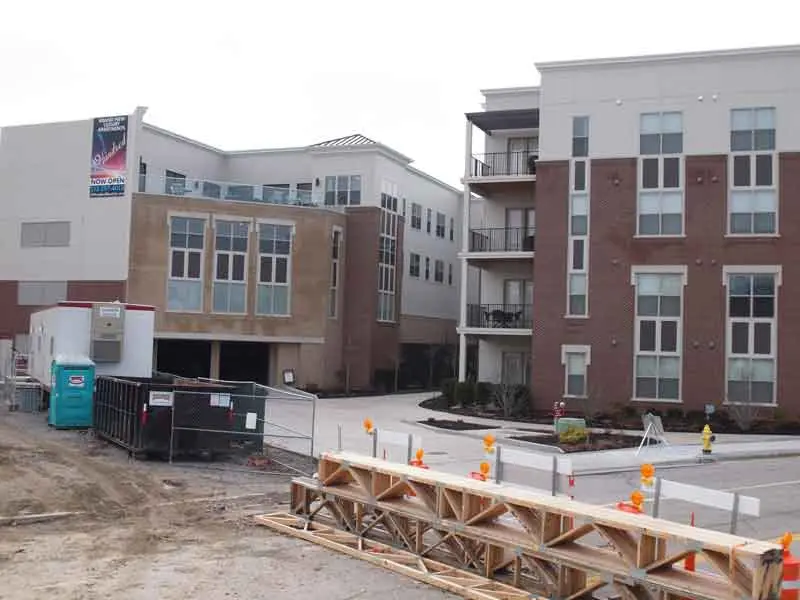 Safety barricades surrounding a HILLS construction site.