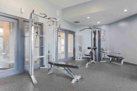 Apartment fitness room.