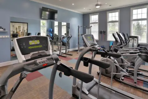 Fitness center with treadmills