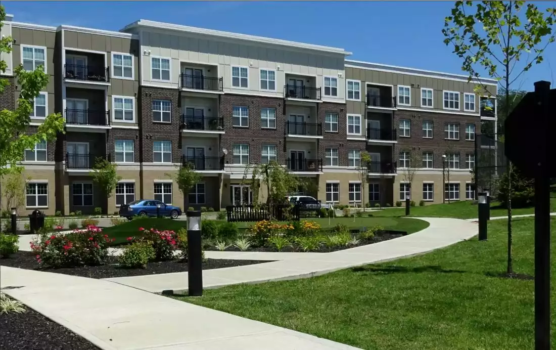 Street View of a Brick Apartment Complex