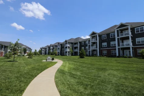 Sidewalk and greenspace At Kendal on Taylorsville