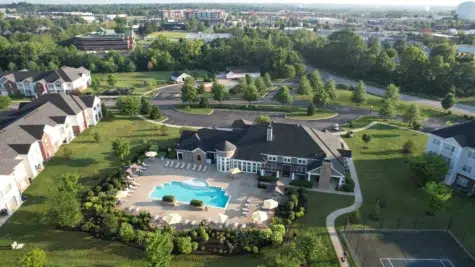 Meridian birdeye view, luxury apartments at Meridian on Shelbyville in Louisville, KY.
