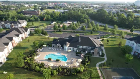 Meridian birdeye view, luxury apartments at Meridian on Shelbyville in Louisville, KY.