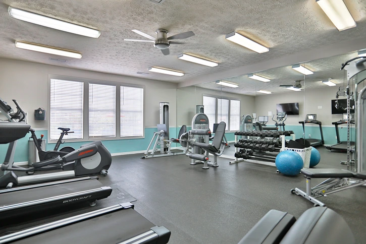 Gym area, fitness area at the Landings at Beckett Ridge
