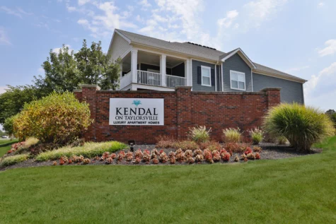 Entrance and signage at Kendal on Taylorsville Luxury Apartment Homes