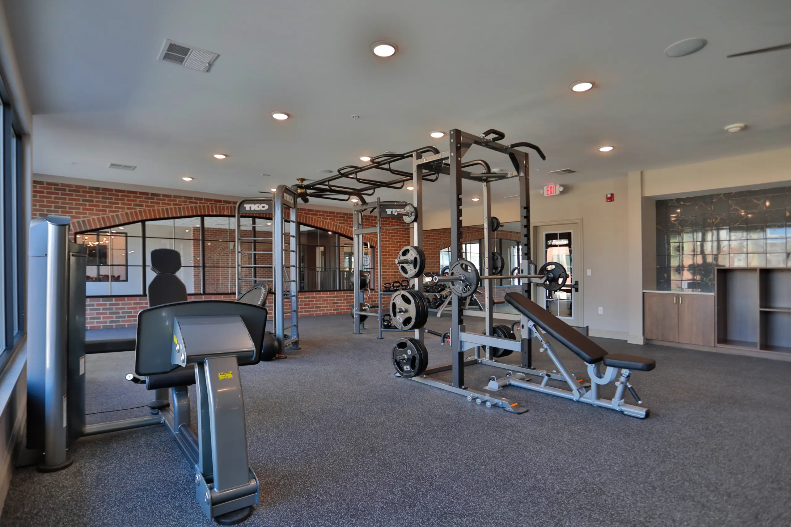 Fitness area, gym for fitness. Weights and fitness equipment at Clocktower in West Chester, OH