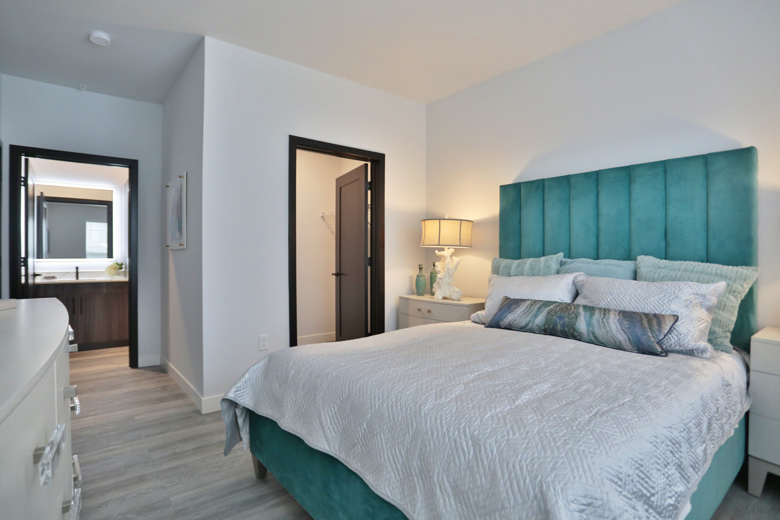 Master bedroom and view of master bath and closet Vantage at Anderson Towne Center