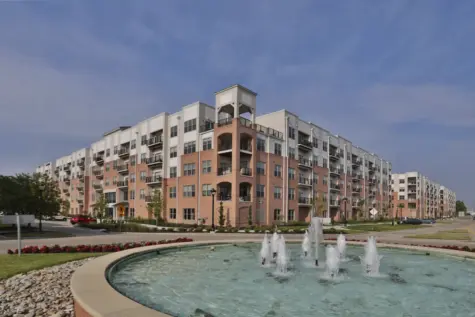 Clocktower West Chester Exterior View with fountain and roundabout