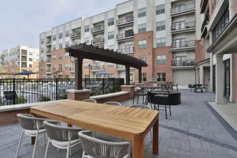 Clocktower West Chester outdoor lounge with fire pit, grills and pizza oven.