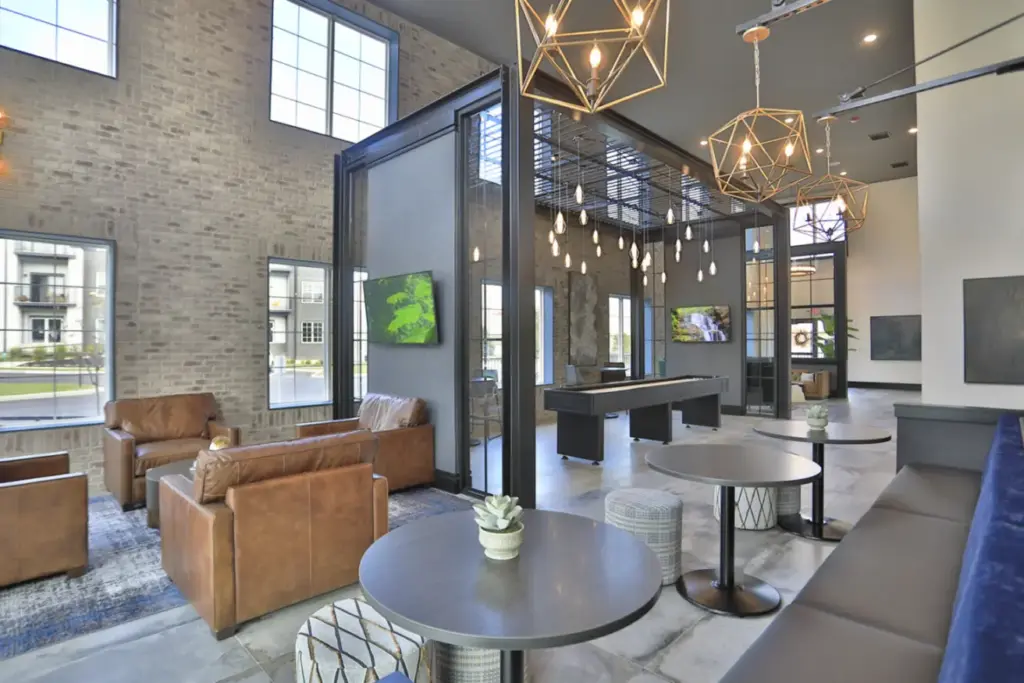 Graphite Oakley's clubhouse with shuffle board.