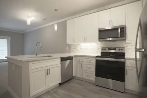 Element Oakwood 1-Bedroom Kitchen with Stainless Steel Appliances