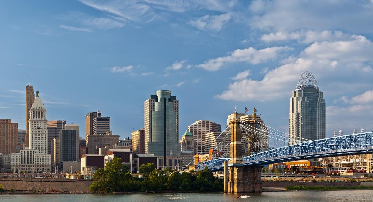 Cincinnati skyline on a sunny day