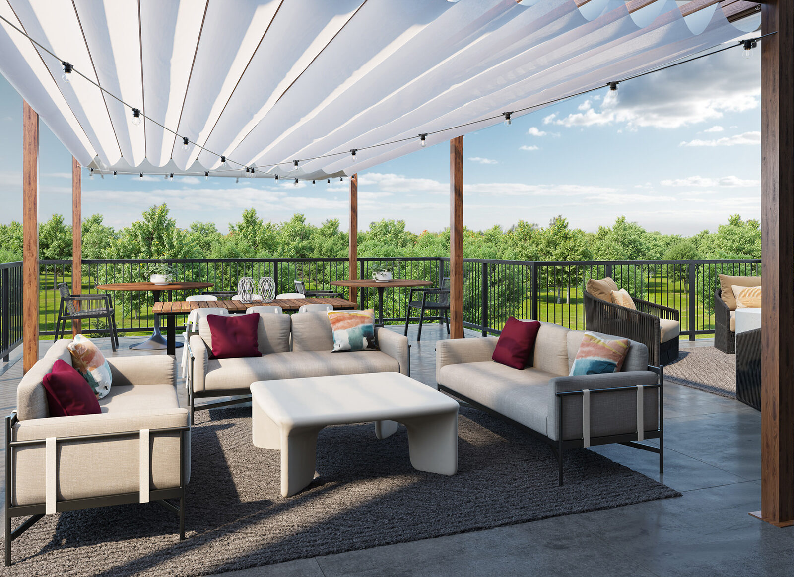 Relay 129 in Liberty Township rooftop terrace with seating