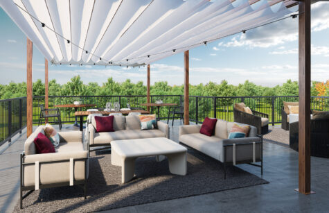 Relay 129 in Liberty Township rooftop terrace with seating