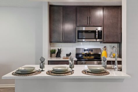 Bright, open kitchen design in 2-bedroom apartment at Fox Chase South near Cincinnati, OH.