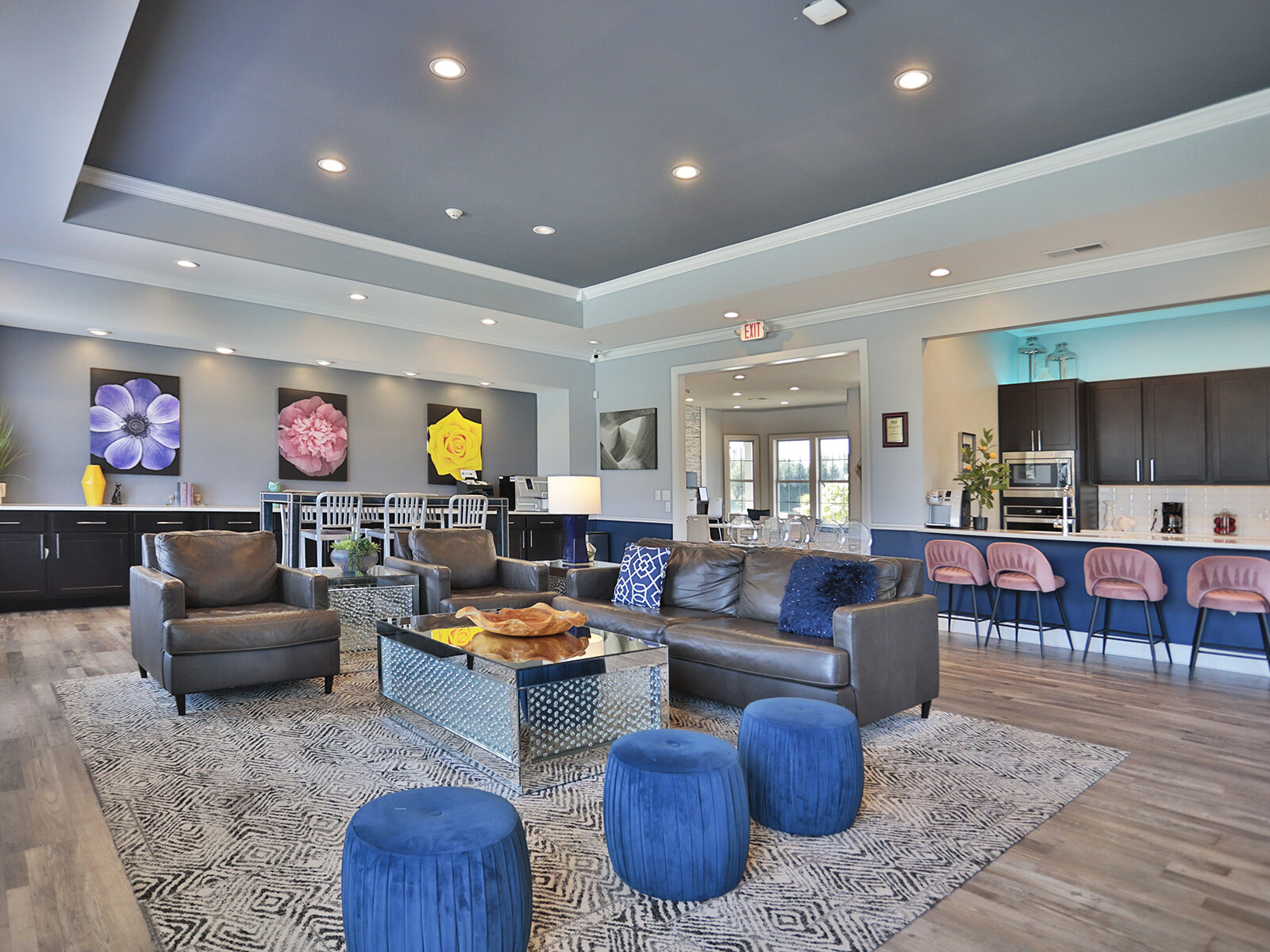 Clubhouse at Sterling Lakes featuring comfortable lounge seating, a welcoming atmosphere, and modern design elements perfect for relaxing or connecting with neighbors.