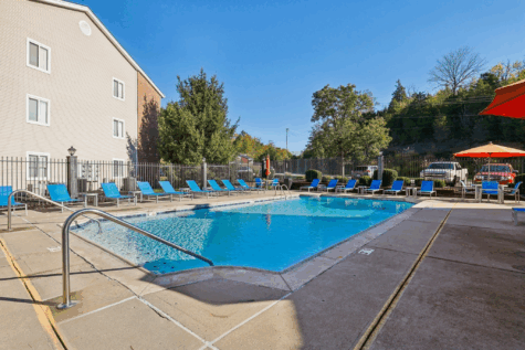Resort-style swimming pool at Fox Chase South Apartments in Southgate, KY.