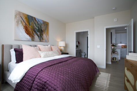 Large primary bedroom at Relay 129 in Liberty Township with spacious layout, modern finishes, and natural light.