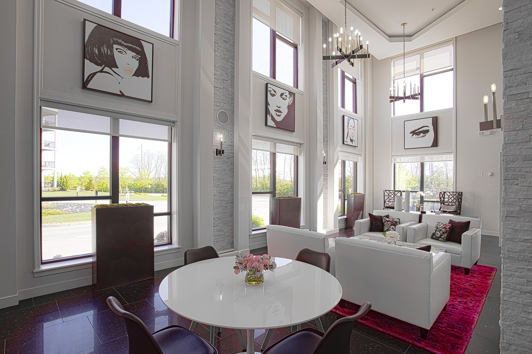Allure in Centerville, Ohio two story clubhouse with seating.